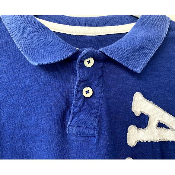 Y2K Aeropostale Blue Men's Branded Logo Short Sleeve Cotton Polo Tee L - Picture 3 of 8